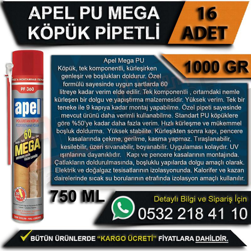 Apel Pu Mega Köpük Pipetli 1000 Gr (16 Adet)