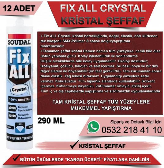 Soudal Fix All Crystal Saydam Yapıştırıcı Şeffaf 290 Ml