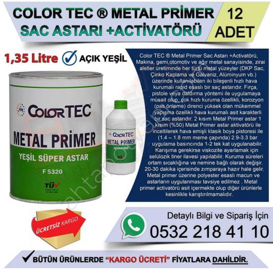 Politek Colortec Metal Primer Sac Astarı + Aktivatörü - Açık Yeşil (12 Adet) 1,35 Lt