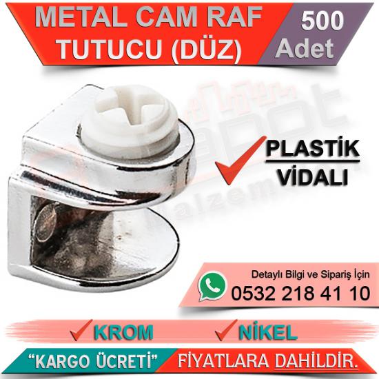Metal Raf Tutucu Düz (Plastik Vidalı Max 8 Mm) Nikel (500 Adet)