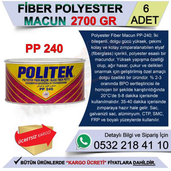 Politek Fiber Polyester Macun 2700 Gr (6 Adet)