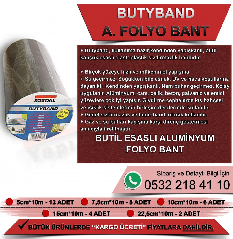 Soudal Butyband Alüminyum Butyl 7,5x10 Sızdırmazlık Bandı (8 Adet)