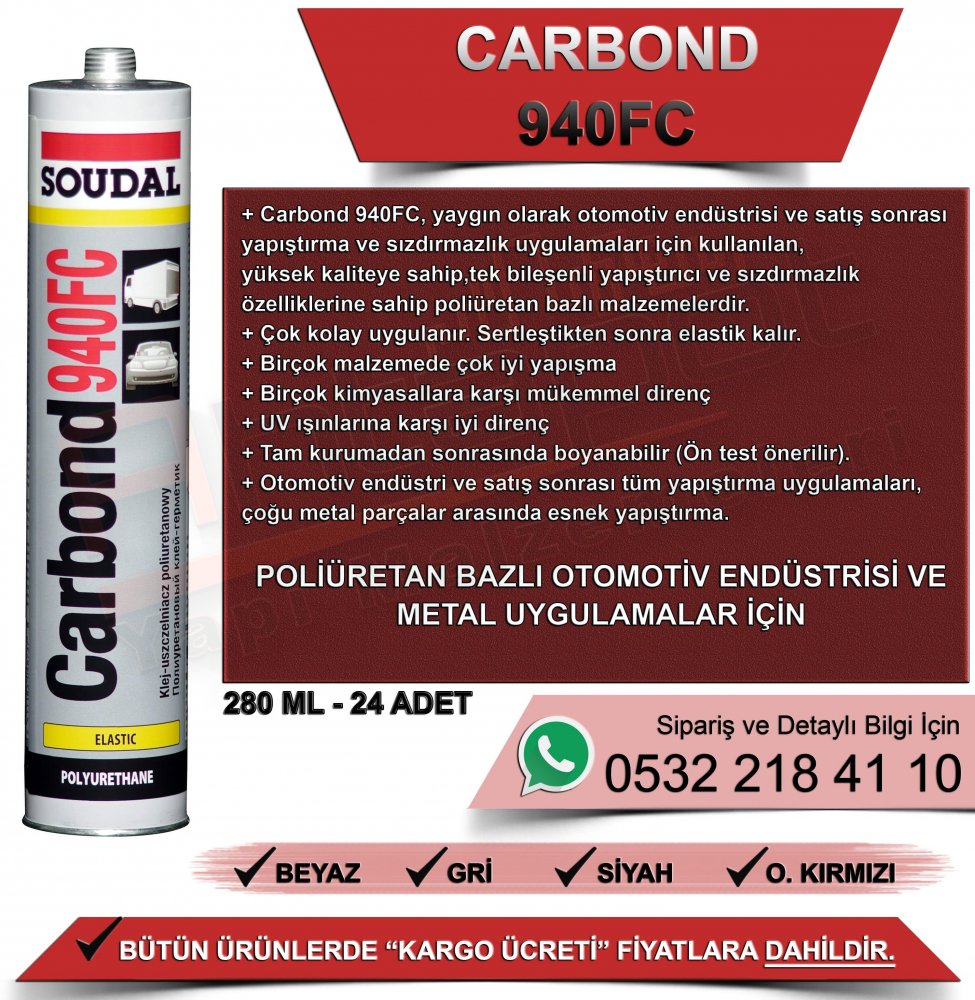 Soudal Carbond 940 Fc Mastik Oksit Kırmızı 280 ML (24 Adet)