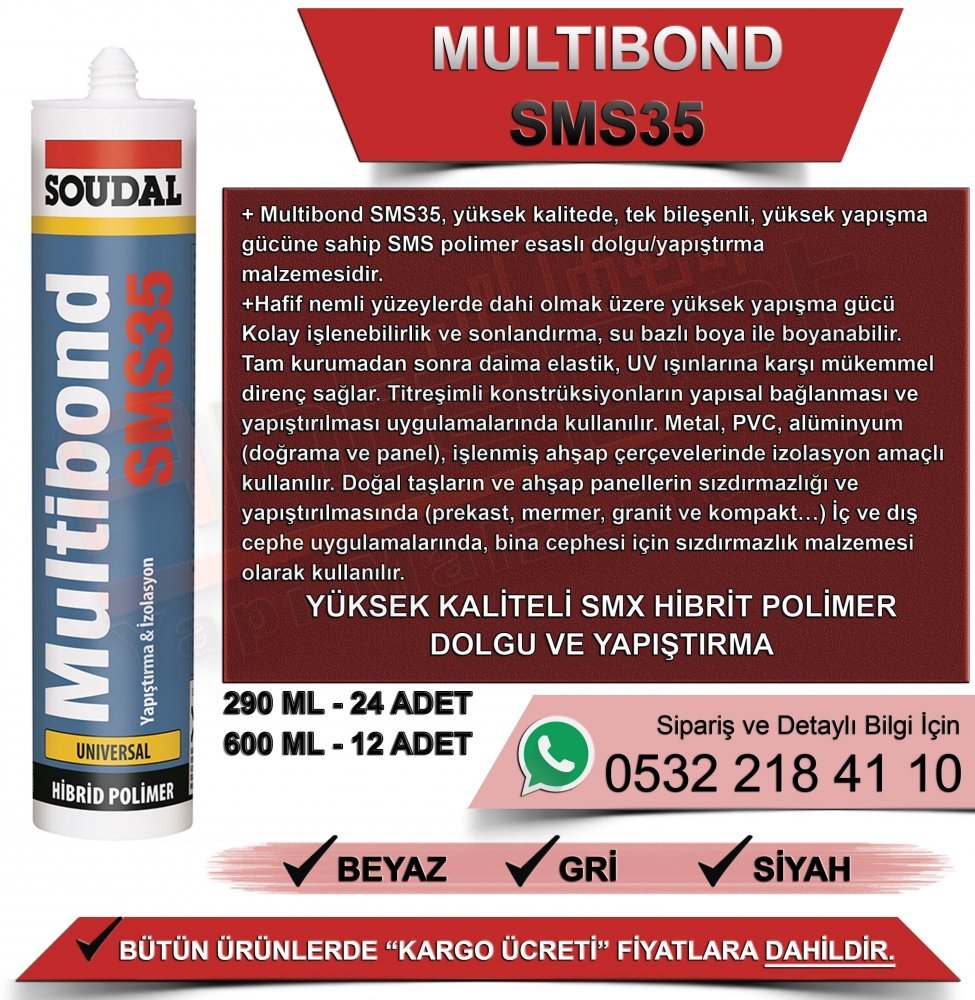 Soudal Multibond Sms 35 Polimer Mastik Beyaz 290 ML (24 Adet)