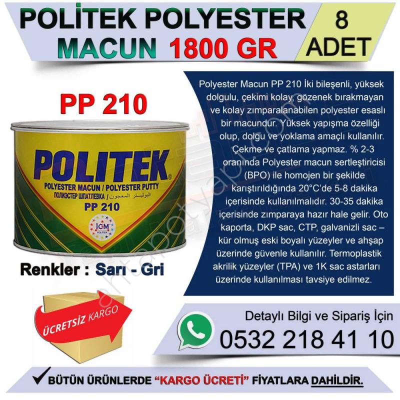 Politek Polyester Macun 1.800 Gr Sarı (8 Adet)