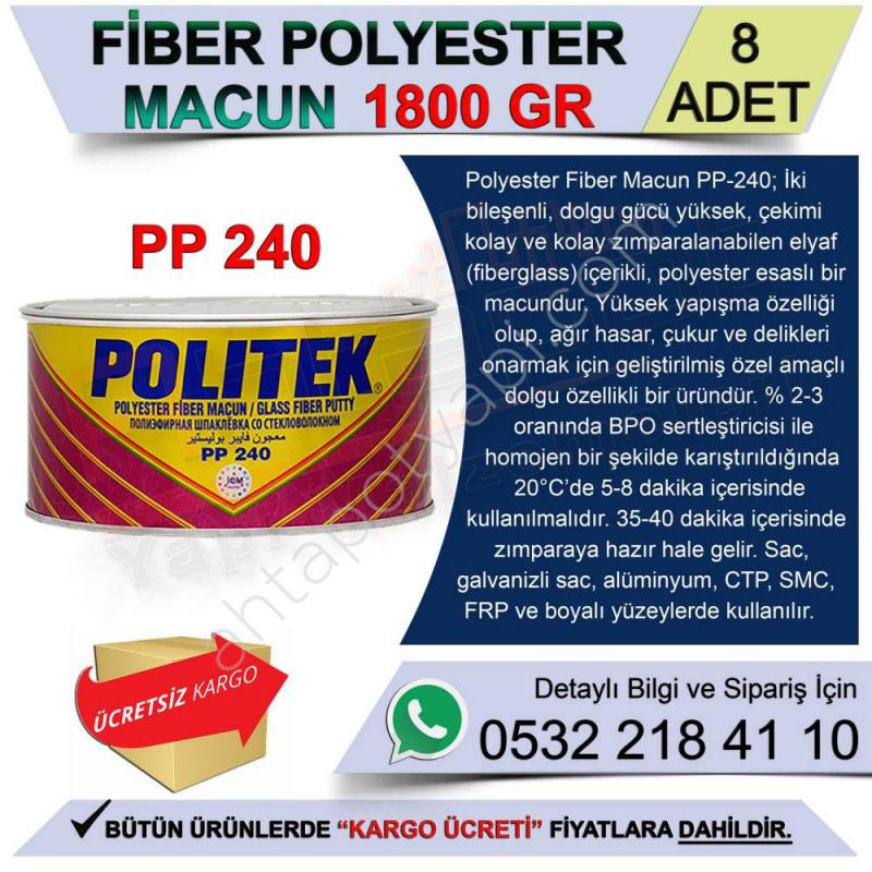 Politek Fiber Polyester Macun 1.800 Gr (8 Adet)