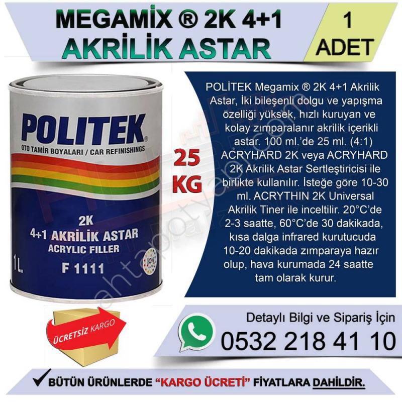 Politek Megamix 2K 4+1 Akrilik Astar 25 Kg (1 Adet)