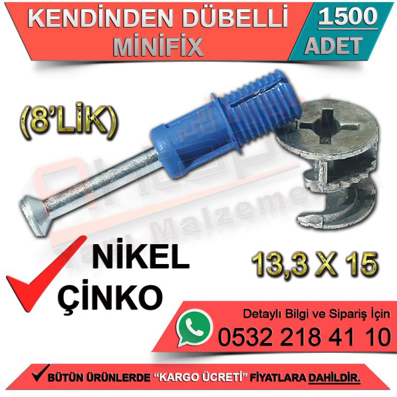 Kendinden Dübelli Minifix 13,3x15 8’Lik Nikel (1500 Adet)