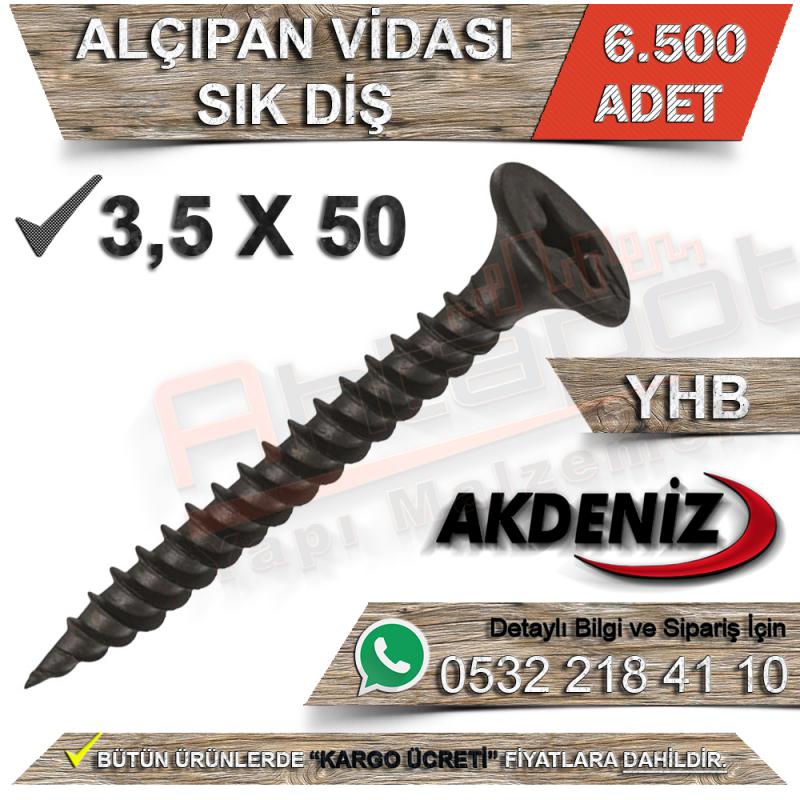 Akdeniz  3.5X50 Alçıpan Vidası Sık Diş (6.500 Adet)