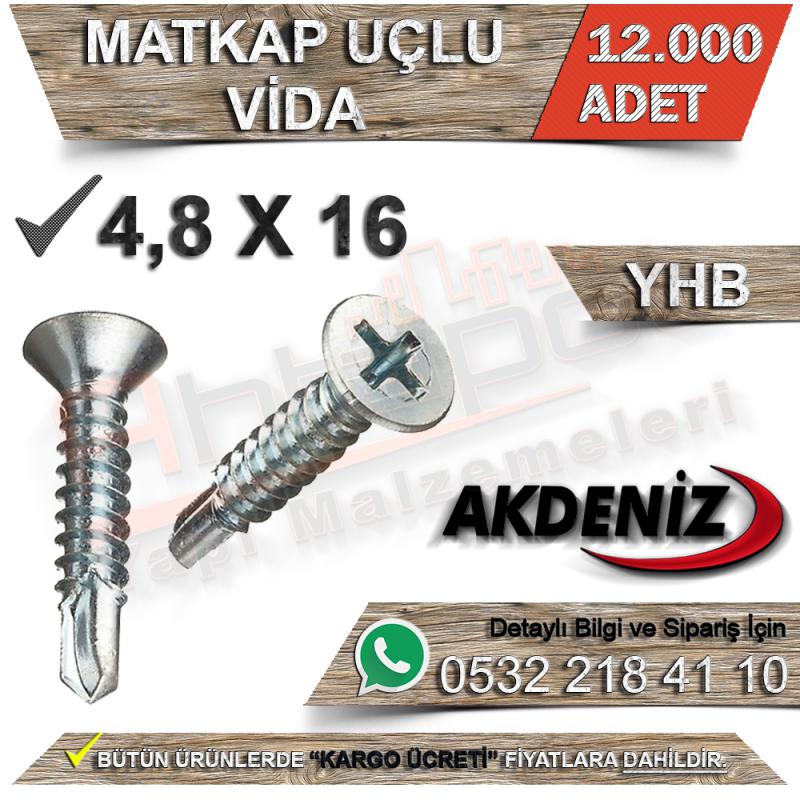 Akdeniz Matkap Uçlu Vida Yhb 4,8X16 (12.000 Adet)