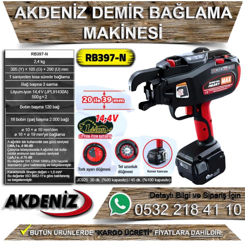 Akdeniz MAX RB397-N İnşaat Teli Demir Bağlama Makinesi 20-39mm