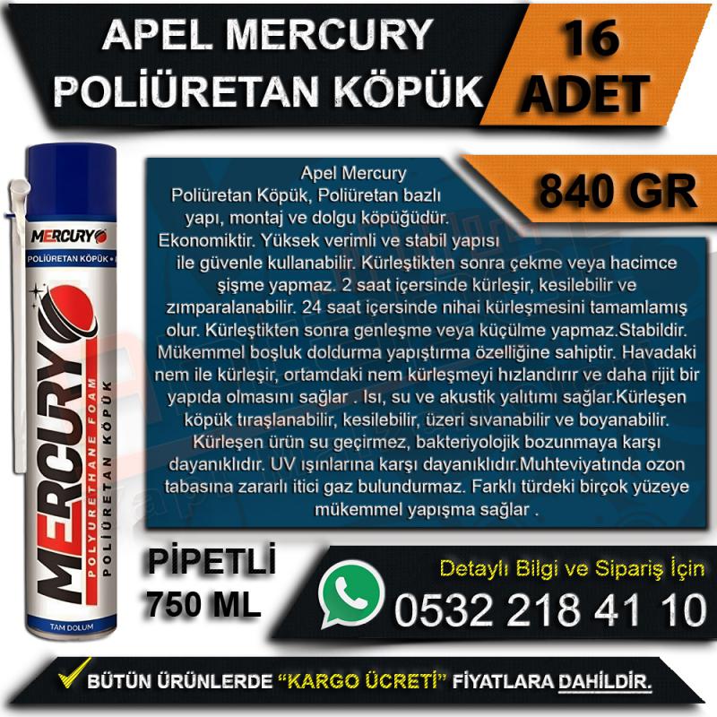 Apel Mercury Pu Köpük Pipetli 840 Gr (16 Adet)