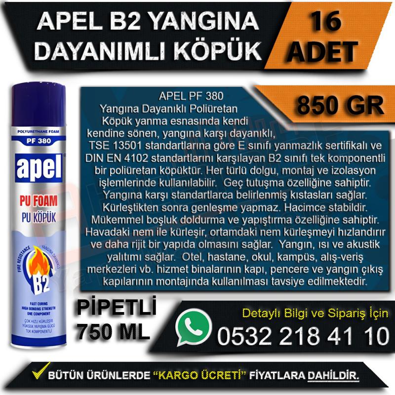 Apel Pu B2 Yangına Dayanıklı Köpük Pipetli 850 Gr (16 Adet)