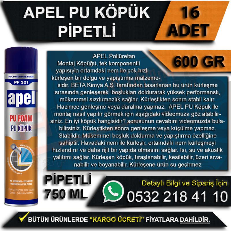 Apel Pu Köpük Pipetli 600 Gr (16 Adet)