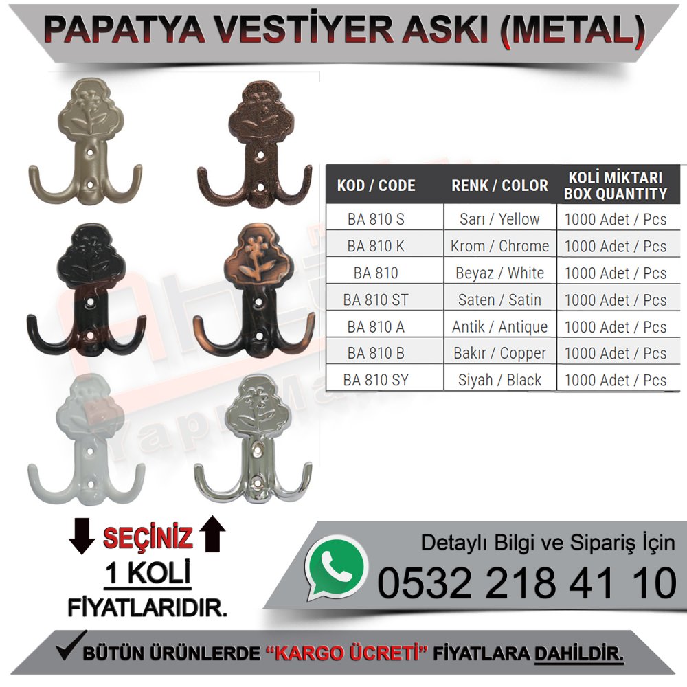 Beşel BA810A Metal Vestiyer Asklığı Papatya Antik (1000 Adet)