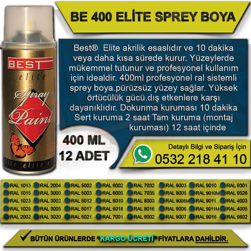 Best Elite Sprey Boya Be-400 (Ral 9526) 400 Ml (12 Adet)
