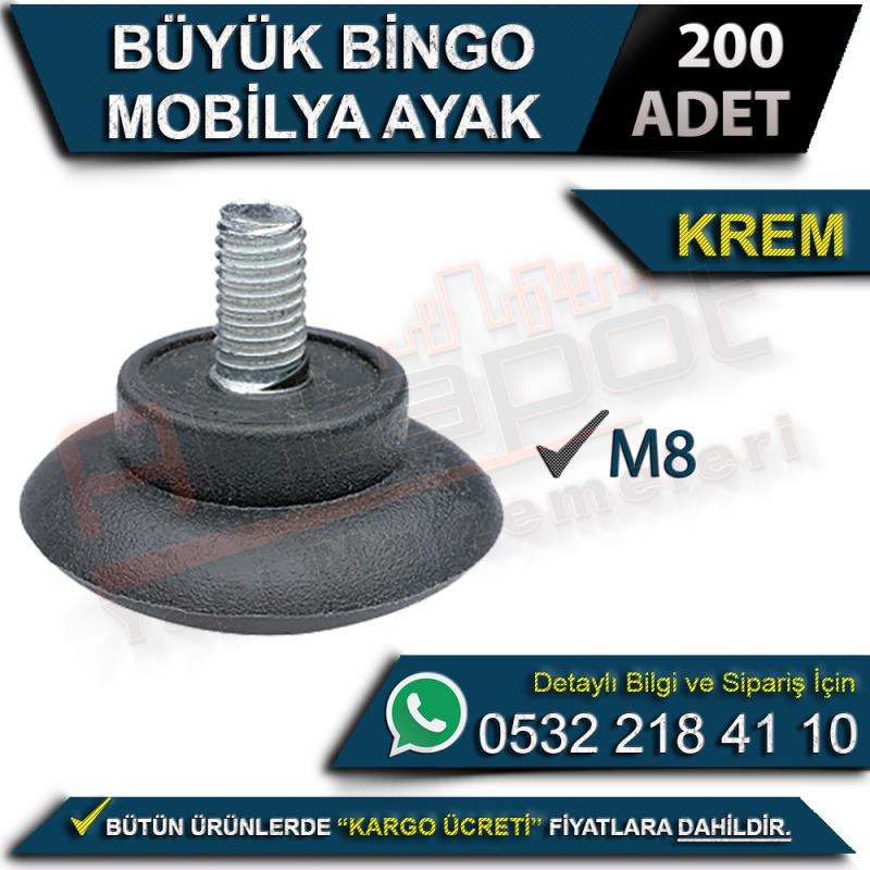 Büyük Bingo Mobilya Ayak M8 Krem (200 Adet)