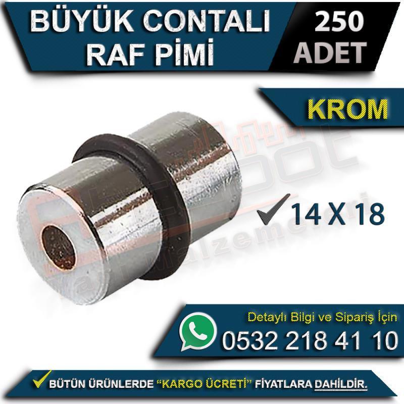 Büyük Contalı Raf Pimi 14x18 Krom (250 Adet)