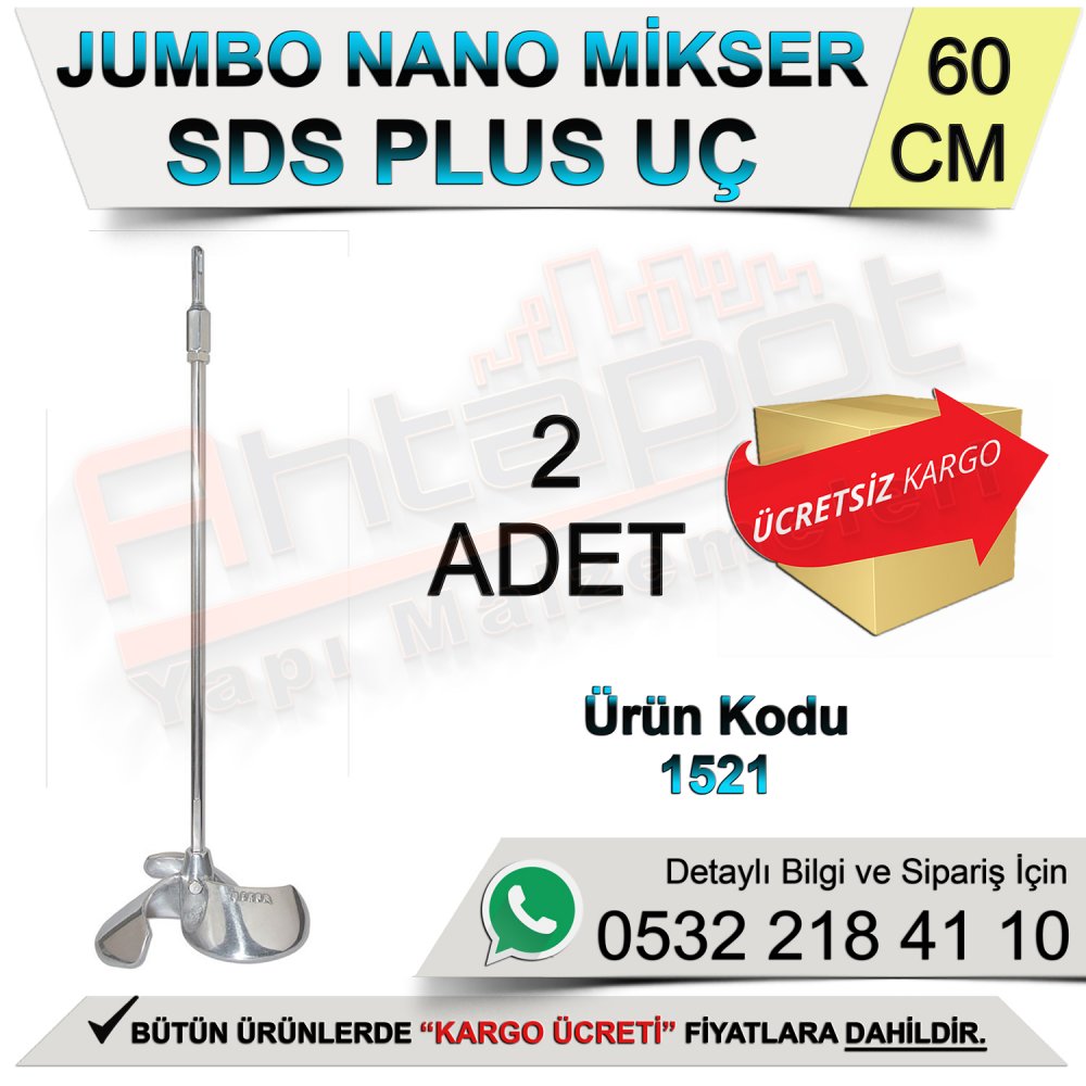 Dekor 1521 Jumbo Nano Mikser Uç Sds Plus 60 Cm (2 Adet)