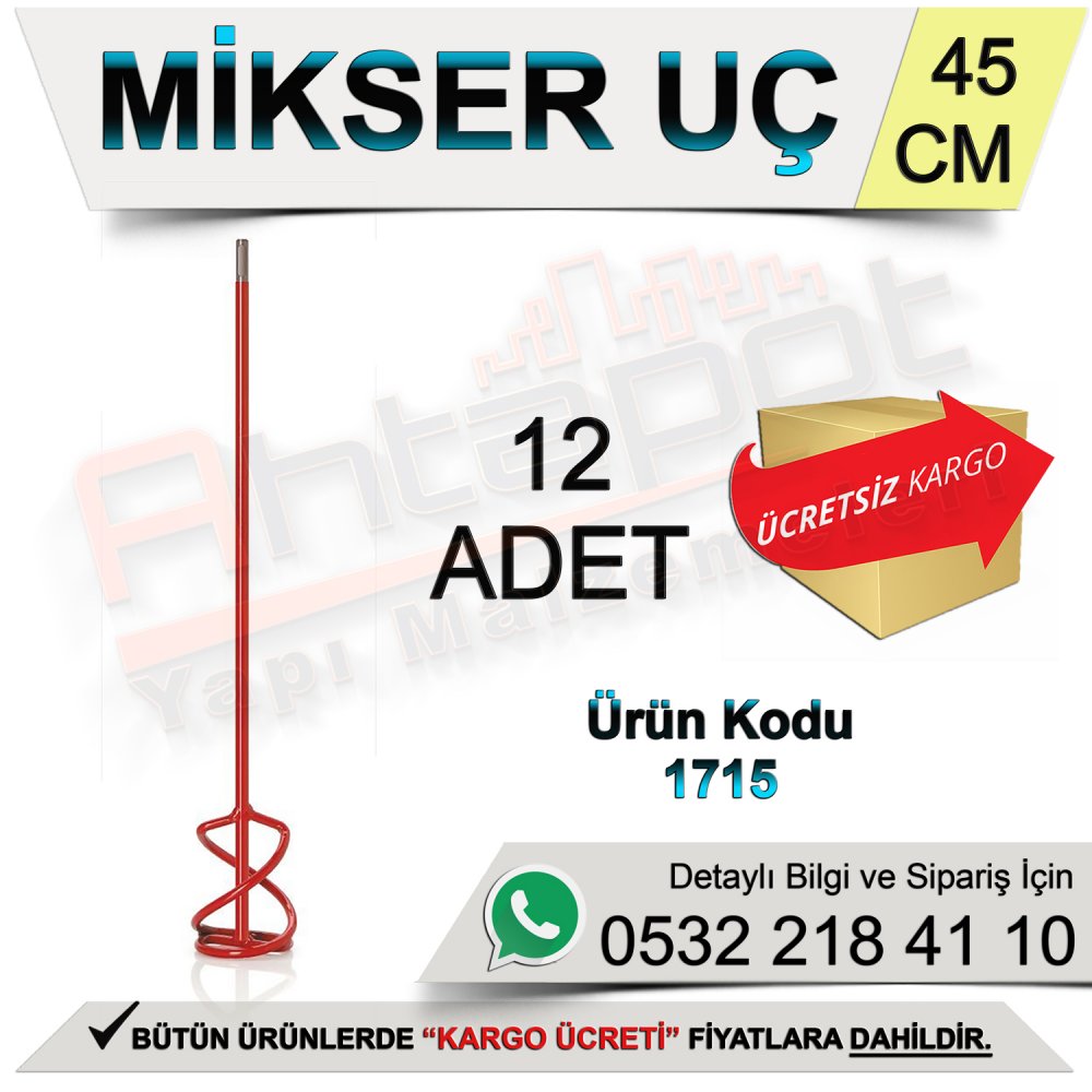 Dekor 1715 Mikser Uç Sds Plus (5-10 Kg) 45 Cm (12 Adet)