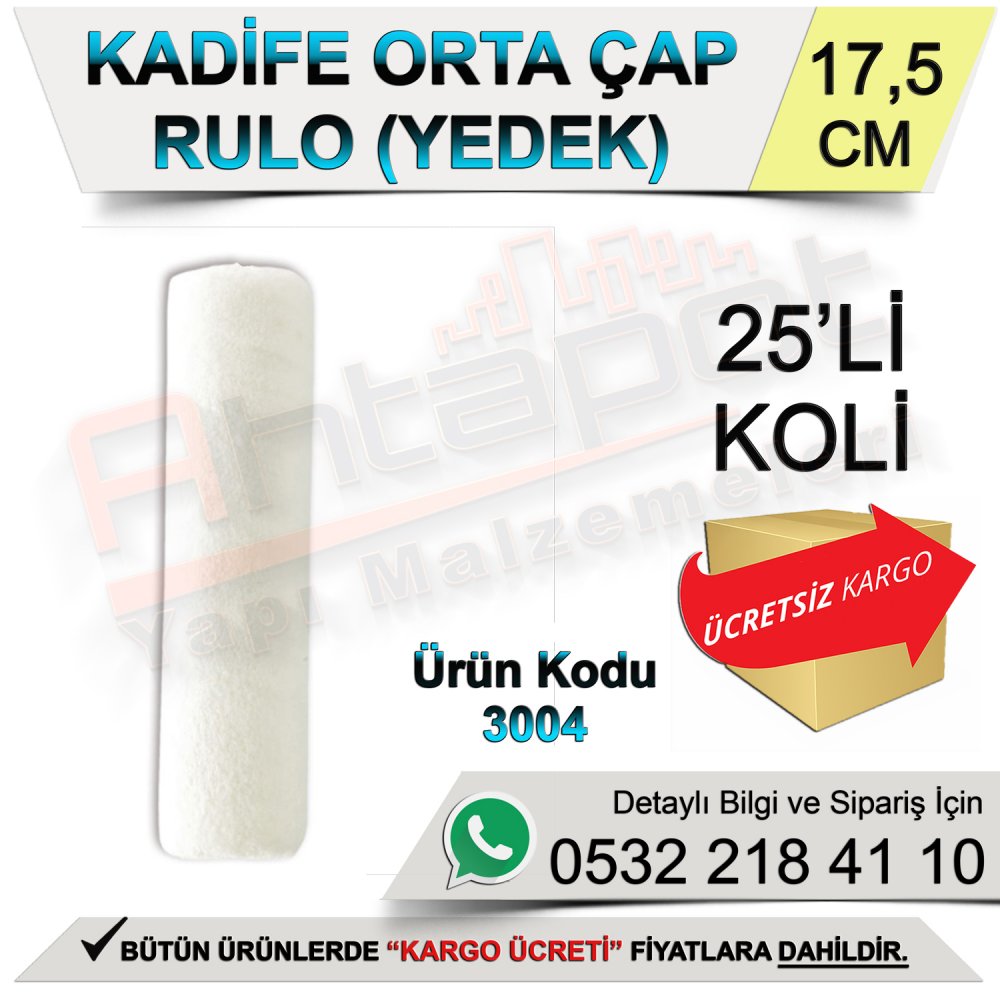 Dekor 3004 Kadife Orta Çap Rulo Yedek 17,5 Cm (25 Adet)