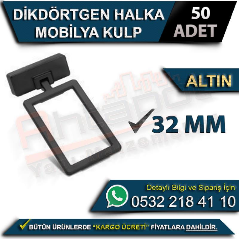 Dikdörtgen Halka Mobilya Kulp 32 Mm Altın (50 Adet)