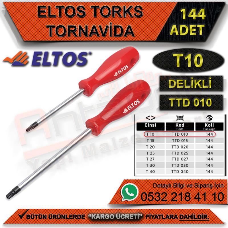 Eltos Torx Tornovida Delikli T10 (144 Adet)