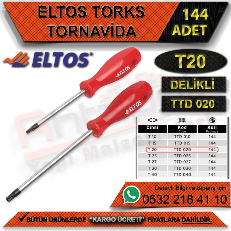 Eltos Torx Tornovida Delikli T20 (144 Adet)