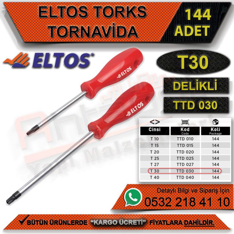 Eltos Torx Tornovida Delikli T30 (144 Adet)