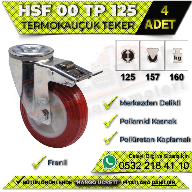 HSF 00 TP 125 Merkezden Delikli Termo Kauçuk Teker (4 ADET)
