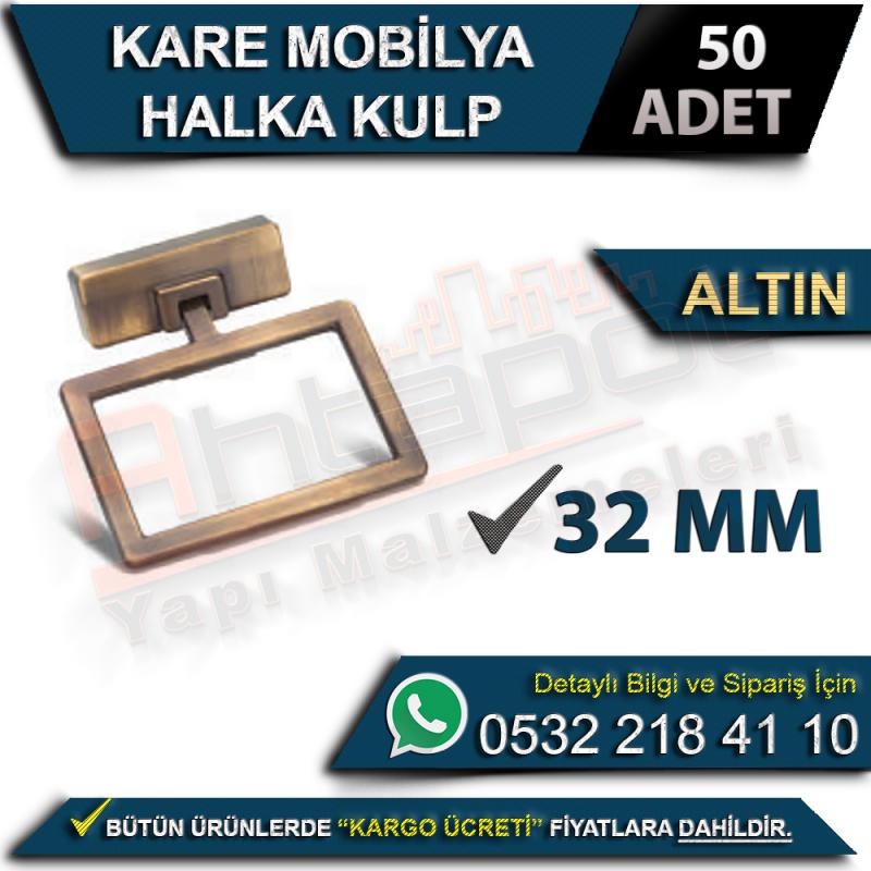 Kare Mobilya Halka Kulp 32 Mm Altın (50 Adet)