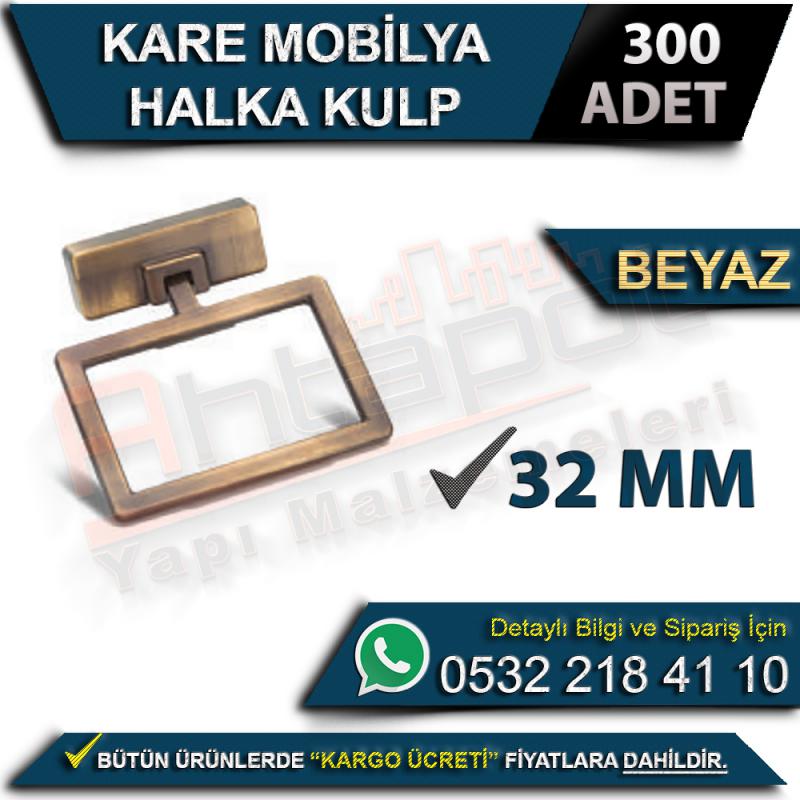 Kare Mobilya Halka Kulp 32 Mm Beyaz (300 Adet)