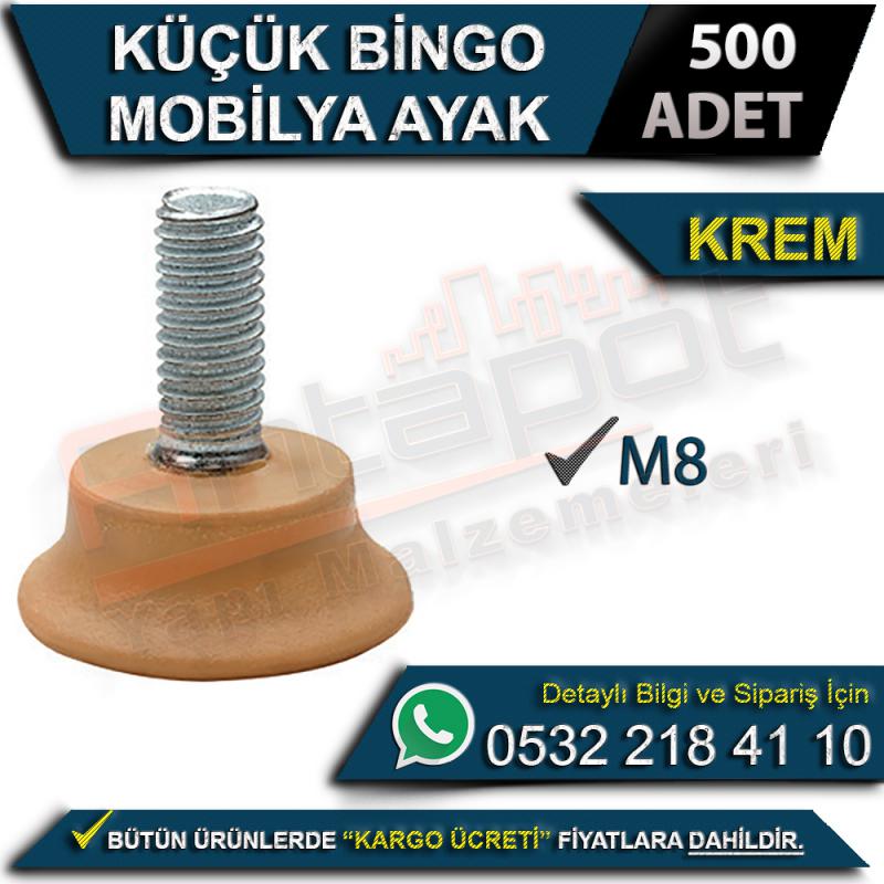 Küçük Bingo Mobilya Ayak M8 Krem (500 Adet)