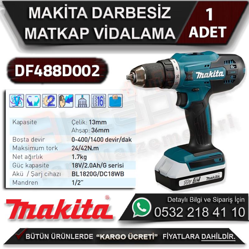 Makita DF488D002 Akülü Darbesiz Matkap Vidalama