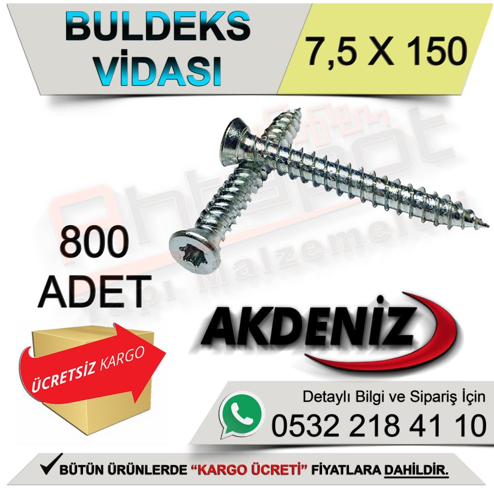 Akdeniz Buldex Montaj Vidası 7,5X150 (800 Adet)