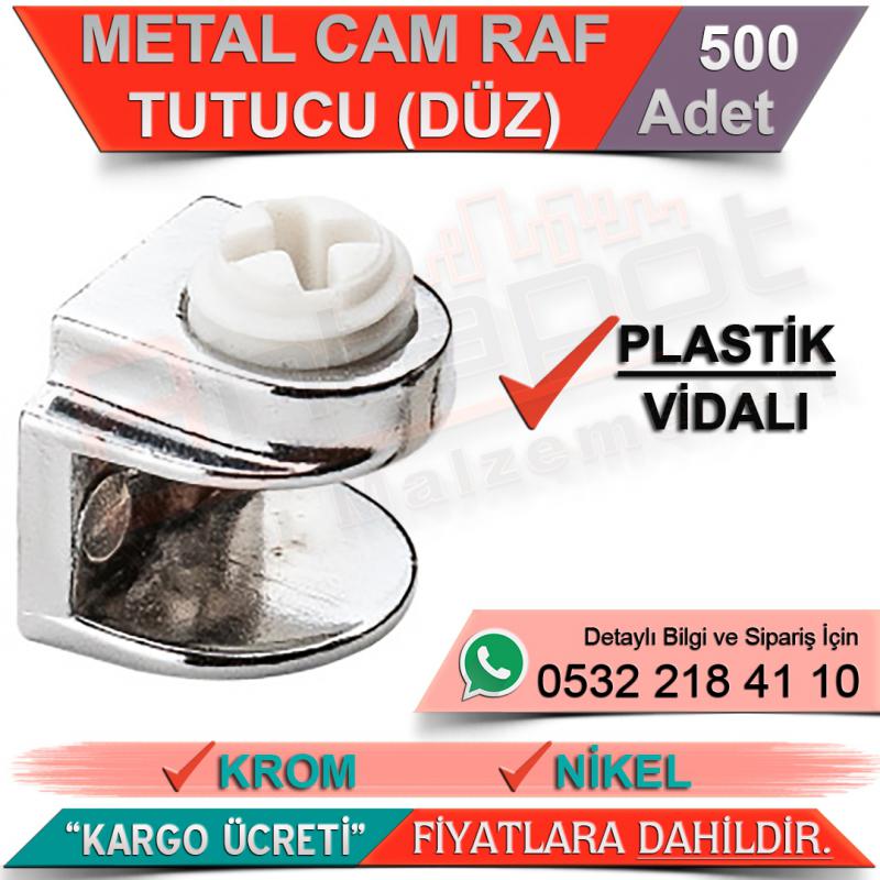 Metal Raf Tutucu Düz (Plastik Vidalı Max 8 Mm) Nikel (500 Adet)