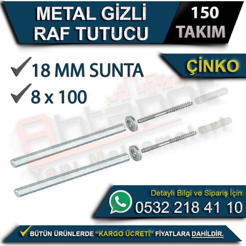 Metal Gizli Raf Tutucu 8x100 (150 Takım)