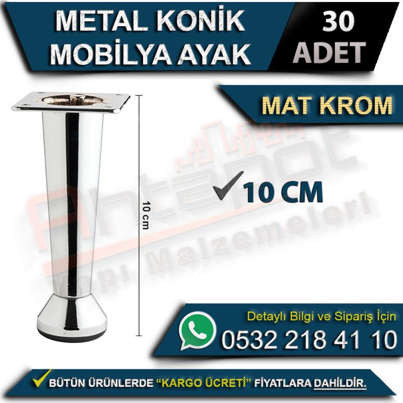 Metal Konik Mobilya Ayak 10 Cm Mat Krom (30 Adet)