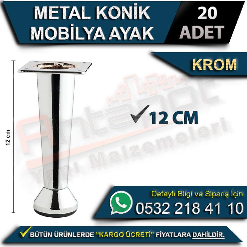 Metal Konik Mobilya Ayak 12 Cm Krom (20 Adet)