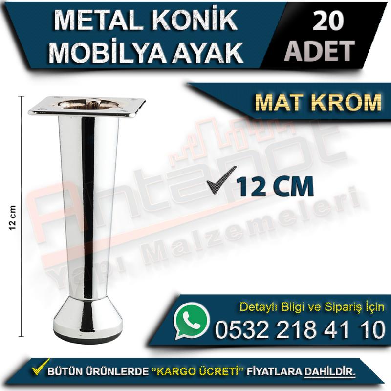 Metal Konik Mobilya Ayak 12 Cm Mat Krom (20 Adet)