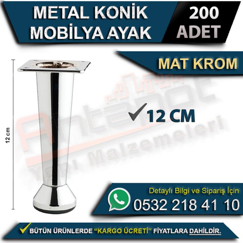 Metal Konik Mobilya Ayak 12 Cm Mat Krom (200 Adet)
