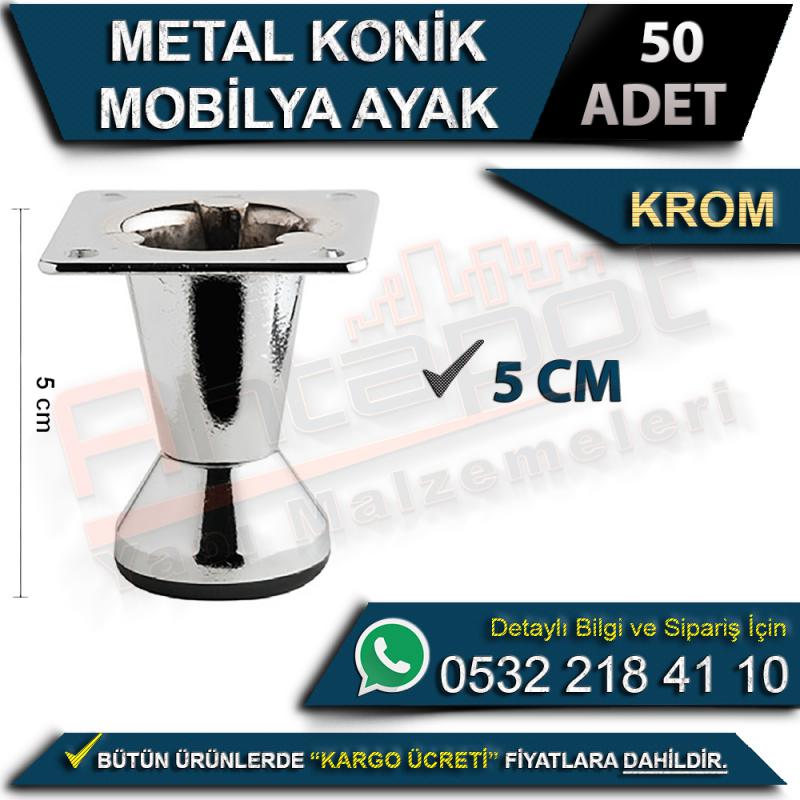 Metal Konik Mobilya Ayak 5 Cm Krom (50 Adet)