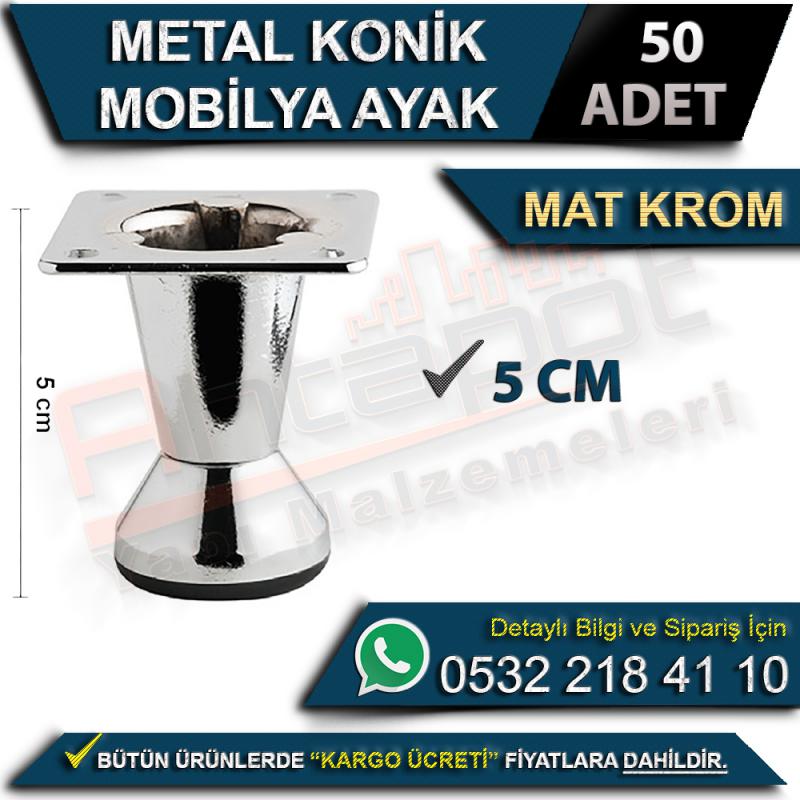 Metal Konik Mobilya Ayak 5 Cm Mat Krom (50 Adet)