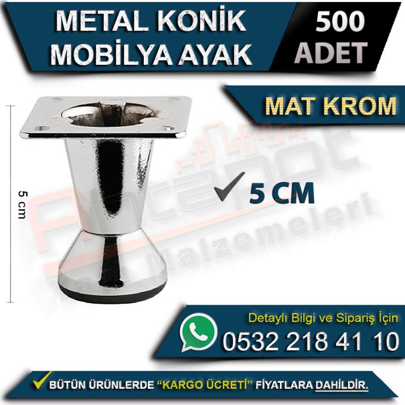 Metal Konik Mobilya Ayak 5 Cm Mat Krom (500 Adet)