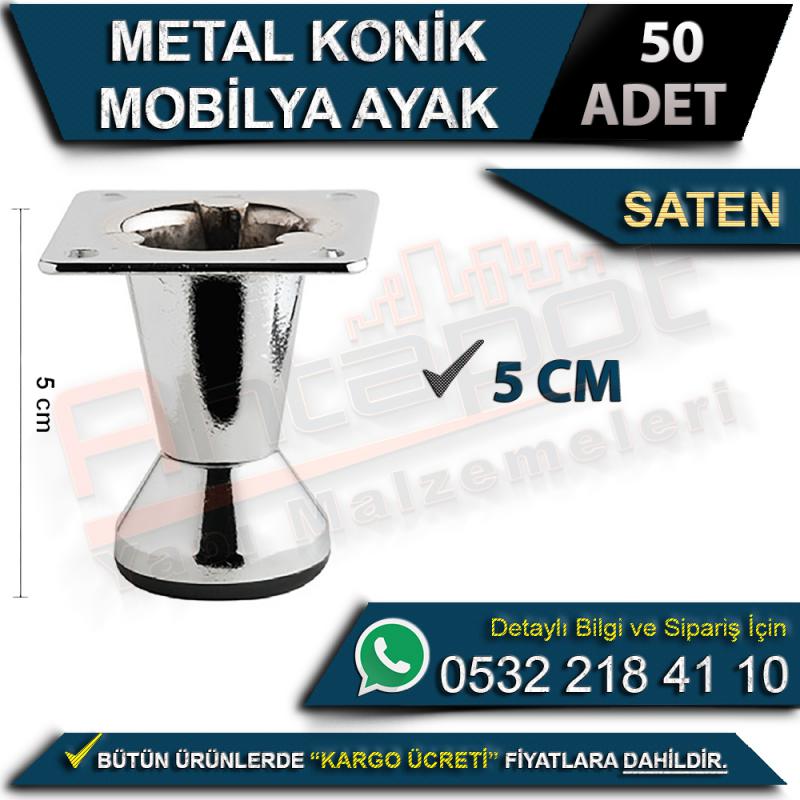 Metal Konik Mobilya Ayak 5 Cm Saten (50 Adet)