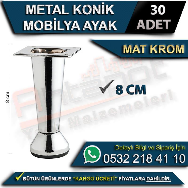 Metal Konik Mobilya Ayak 8 Cm Mat Krom (30 Adet)
