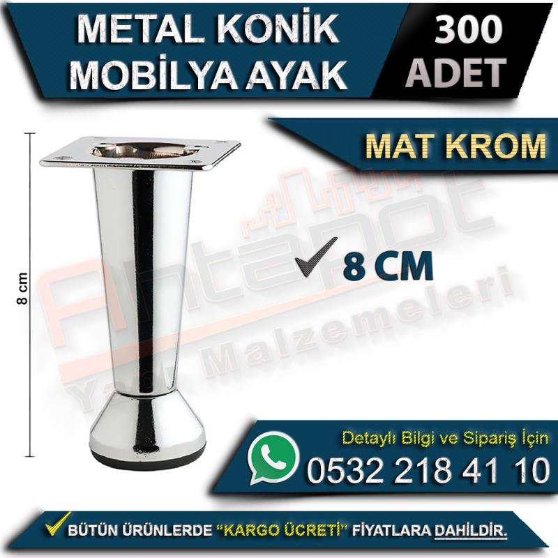 Metal Konik Mobilya Ayak 8 Cm Mat Krom (300 Adet)