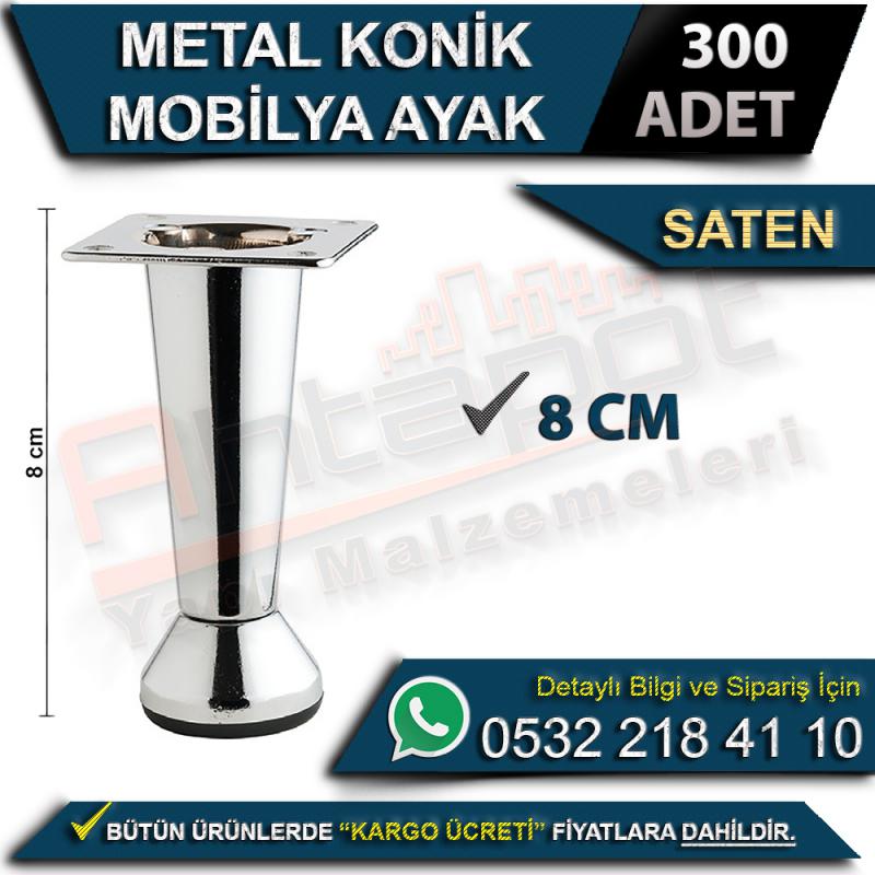 Metal Konik Mobilya Ayak 8 Cm Saten (300 Adet)