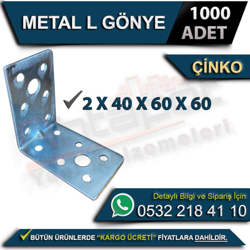 Metal L Gönye 2x40x60x60 Çinko (1000 Adet)