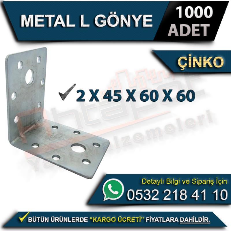 Metal L Gönye 2x45x60x60 Çinko (1000 Adet)